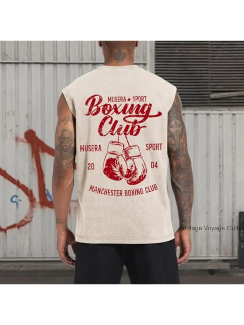 Vintage Boxing Club Graphic Tank Top Muscle Cut Off Sleeveless Gym Workout